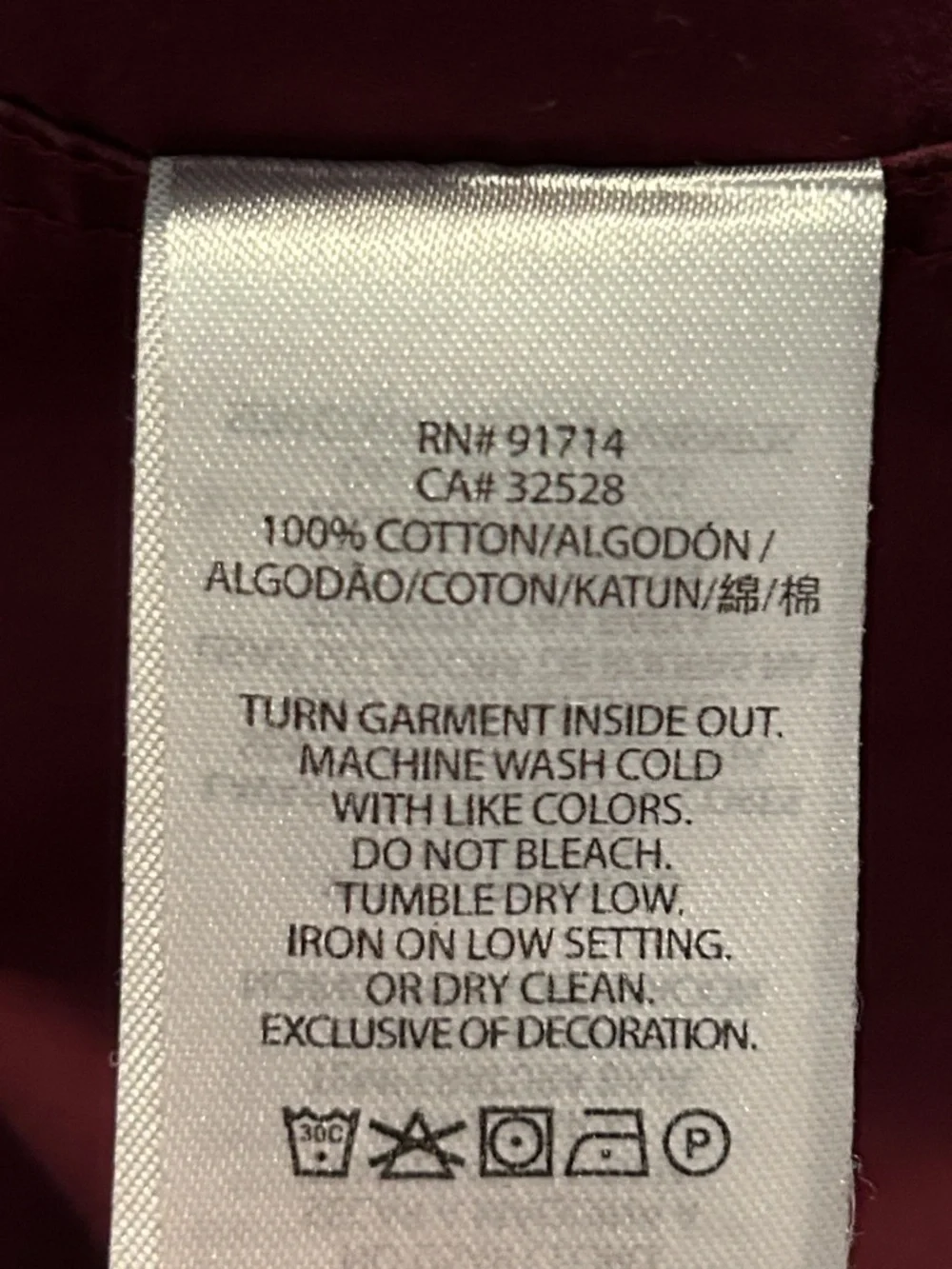 Armani Exchange Long Sleeve Button Down Shirt Cotton Burgundy Size Small